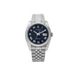 ROLEX STAINLESS STEEL 18K WHITE GOLD 36MM OYSTER PERPETUAL DATEJUST WATCH BLUE JUBILEE 11623
