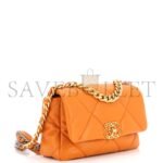 CHANEL 19 FLAP SMALL ORANGE BROWN LAMBSKIN AS1160 (26*16*9cm) - Image 3