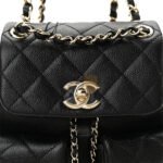 CHANEL SHINY CAVIAR QUILTED SMALL DUMA POCKETS DRAWSTRING BACKPACK BLACK AS3787 (17.5*16.5*10cm) - Image 6
