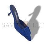 MANOLO BLAHNIK MAYSALE BLUE SUEDE BUCKLE DETAIL MULES 9XX-0246-0026 - Image 3