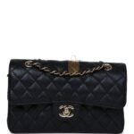 CHANEL SMALL CLASSIC DOUBLE FLAP BAG BLACK CAVIAR GOLD HARDWARE (23*15*6cm) - Image 10