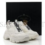 PRADA NYLON NEVADA CALFSKIN MENS PEGASSUS SNEAKERS 5 WHITE - Image 2