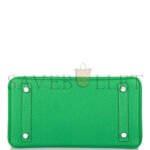 HERM�S MASTER BIRKIN 25 CROCODILE AND TOGO LEATHER BAMBOO GREEN SILVER BUCKLE H076216CK21 (25*20*13cm) - Image 5