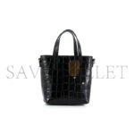 YSL BLACK MINI TOY SHOPPING CROC-EFFECT LEATHER TOTE 51307168 (18*17*8cm) - Image 3