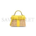 HERM�S MASTER JAUNE DE NAPLES SWIFT LEATHER & OSIER MINI PICNIC KELLY WITH PALLADIUM HARDWARE (20*14*8cm) - Image 3