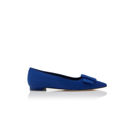 MANOLO BLAHNIK MAYSALEPUMPFLAT BLUE SUEDE BUCKLE DETAIL FLAT PUMPS 322-2402-0031