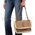 YSL NIKI MEDIUM IN SHEARLING-TRIMMED NUBUCK 633187BTO8W9276 (28*20*8.5cm) - Image 2