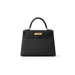 HERM�S MASTER A BLACK EPSOM LEATHER KELLY 28 WITH GOLD HARDWARE (28*22*10cm)