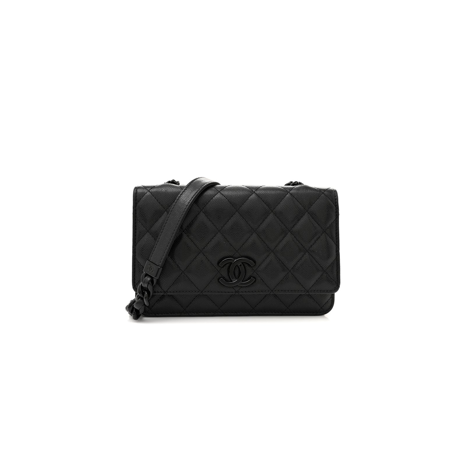 7ee59f21c1ce7981cb9cb86c952fb79d6d9760bf CHANEL CAVIAR QUILTED MY EVERYTHING WALLET ON CHAIN WOC BLACK A81059 (19*12*4cm) - Image 1