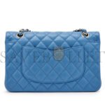 CHANEL BLUE QUILTED CAVIAR MEDIUM CLASSIC DOUBLE FLAP LIGHT GOLD HARDWARE AS1112 (25*15*6cm) - Image 2