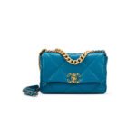 CHANEL 19 FLAP BAG IN TEAL BLUE LAMBSKIN AS1160 (26*16*9cm)