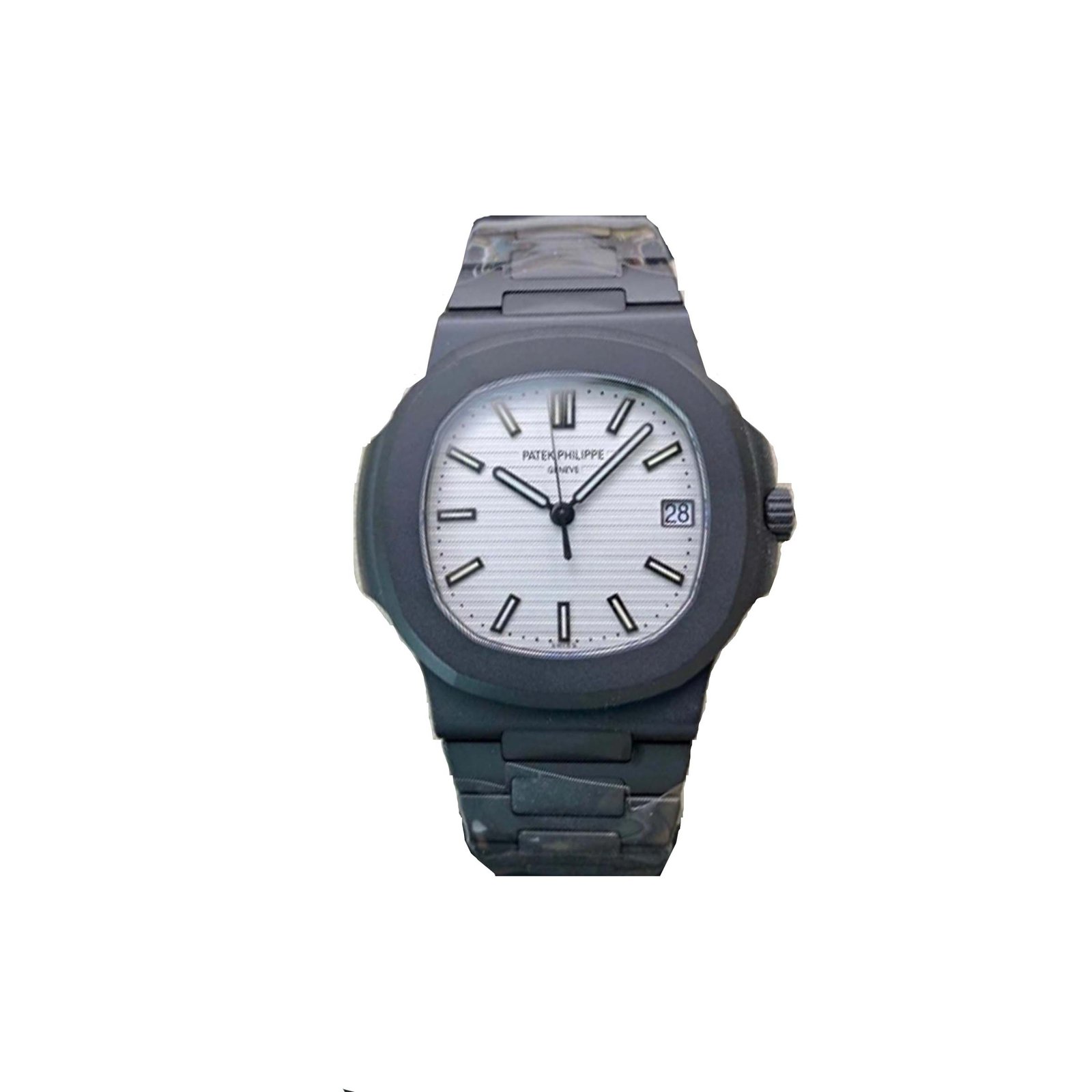 82ccf8b2308a69fdebdc95c96335f07ad53a7cbd PATEK PHILIPPE NAUTILUS VERSION DIAMOND CARBON COATED CASE WATCH 5711A - Image 1