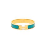 HERM�S�CLIC H TURQUOISE ENAMEL GOLD PLATED BRACELET
