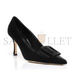 MANOLO BLAHNIK MAYSALEPUMP 90 BLACK VELVET BUCKLE DETAIL PUMPS 324-2862-0006 - Image 2