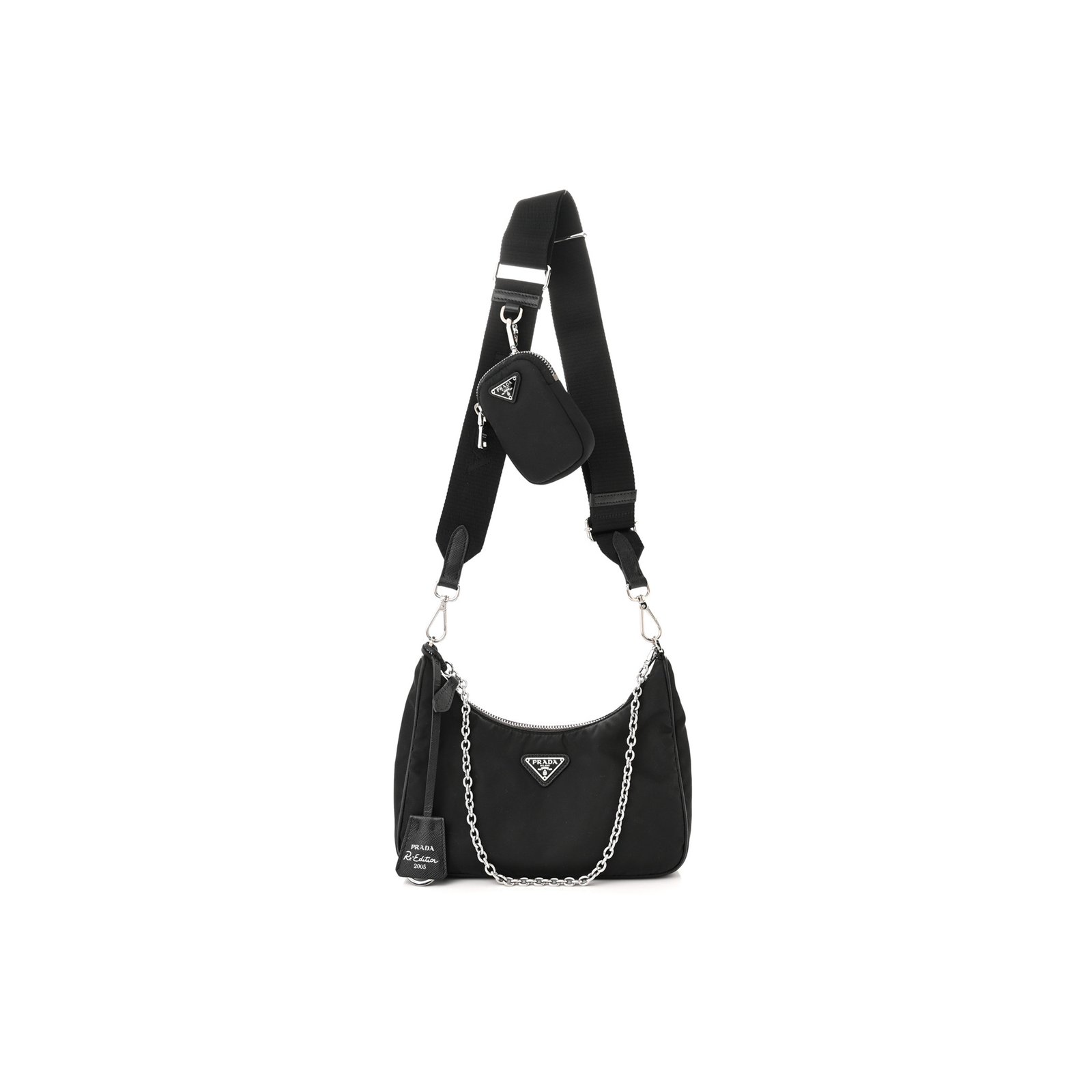 841679282dfd26d2e5659245a22f9a42a16db996 PRADA NYLON RE-EDITION 2005 SHOULDER BAG BLACK (22*17*6cm) - Image 1