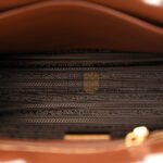 PRADA JACQUARD SAFFIANO TRIANGOLO SYMBOLE EMBROIDERED SMALL TOTE TOBACCO TALCO (28*22*9cm) - Image 4