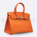 HERM�S MASTER BIRKIN 30 OSTRICH LEATHER ORANGE SILVER BUCKLE H041933CK85 (30*22*16cm) - Image 2