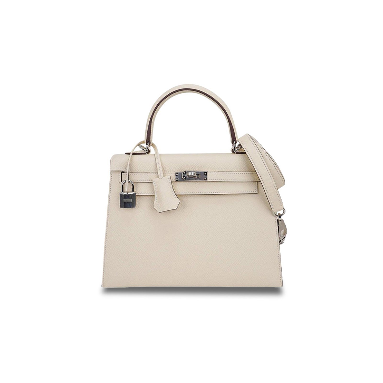 86518ea2f8463f9fab31ad2231e6bd3e35a6c6f5 HERM�S MASTER KELLY 25 BAG NATA PALLADIUM HARDWARE EPSOM LEATHER (25*17*7cm) - Image 1