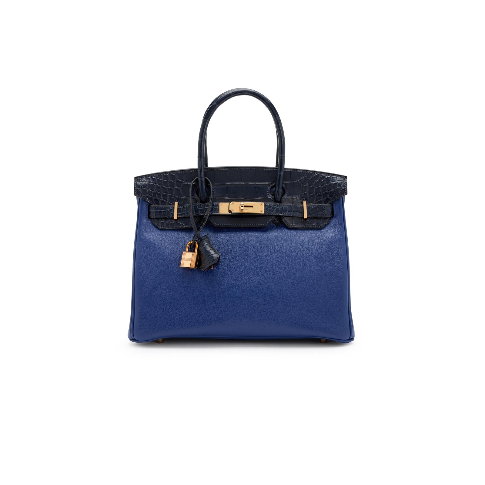 865937ae4a538e7f70133654e741b955bd158220 HERM�S MASTER BIRKIN 25 CROCODILE AND TOGO LEATHER TWO-TONE GOLD BUCKLE H076216CKA2 (25*20*13cm) - Image 1