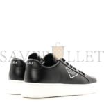 PRADA VITELLO SOFT TRIANGLE LOGO LOW TOP 45MM SNEAKERS 40 BLACK WHITE - Image 3