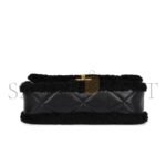CHANEL MEDIUM SHEARLING FLAP BAG BLACK LAMBSKIN BRUSHED GOLD HARDWARE (23.5*16*7.5cm) - Image 5