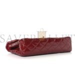 CHANEL PATENT CALFSKIN QUILTED MEDIUM DOUBLE FLAP DARK RED A01112 (25*15*6cm) - Image 3
