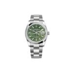 ROLEX DATEJUST OLIVE GREEN PALM PATTERN WATCH 126200