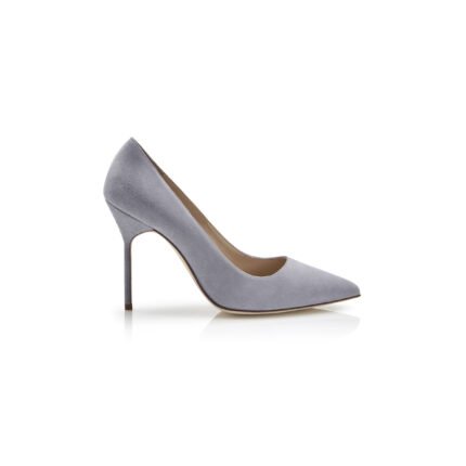 MANOLO BLAHNIK BB LIGHT GREY SUEDE POINTED TOE PUMPS 9XX-0417-0013