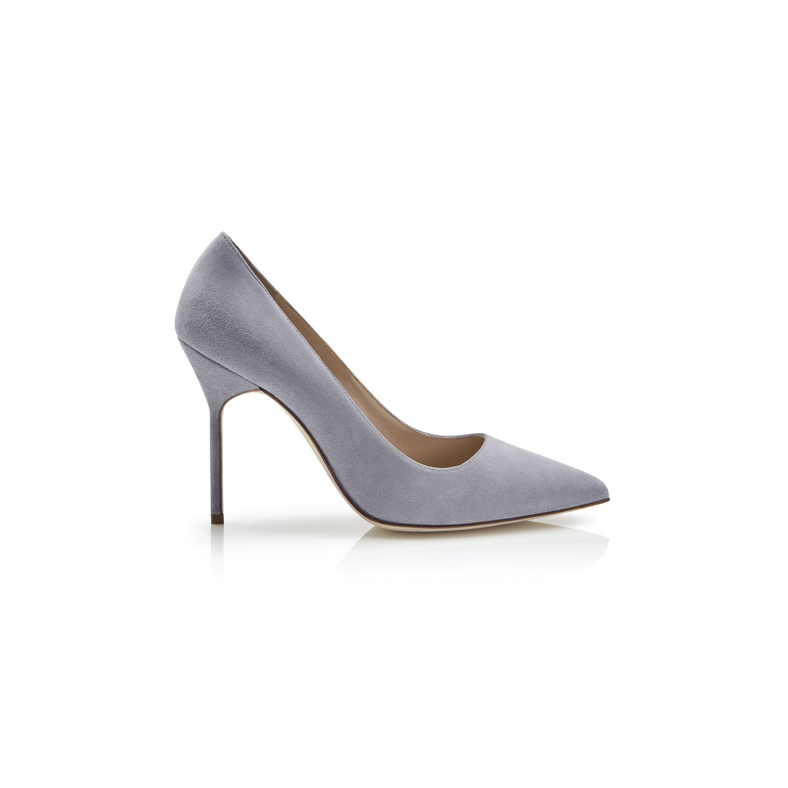 898d2e0331fd8f6396173010fe19be705faa77e0 MANOLO BLAHNIK BB LIGHT GREY SUEDE POINTED TOE PUMPS 9XX-0417-0013 - Image 1