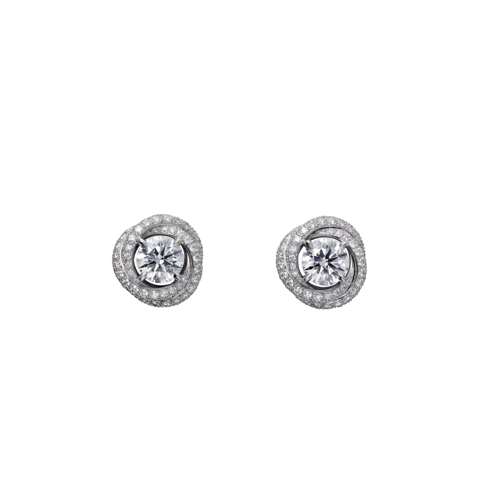 89dd90d1f191a73a764d2ca833e639efb6358fc8 CARTIER TRINITY 18K WHITE GOLD, DIAMOND RUBAN EARRINGS N8515014 - Image 1