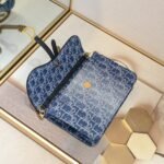 Women’s Fashion Canvas Blue Cowhide Handbag - Image 3