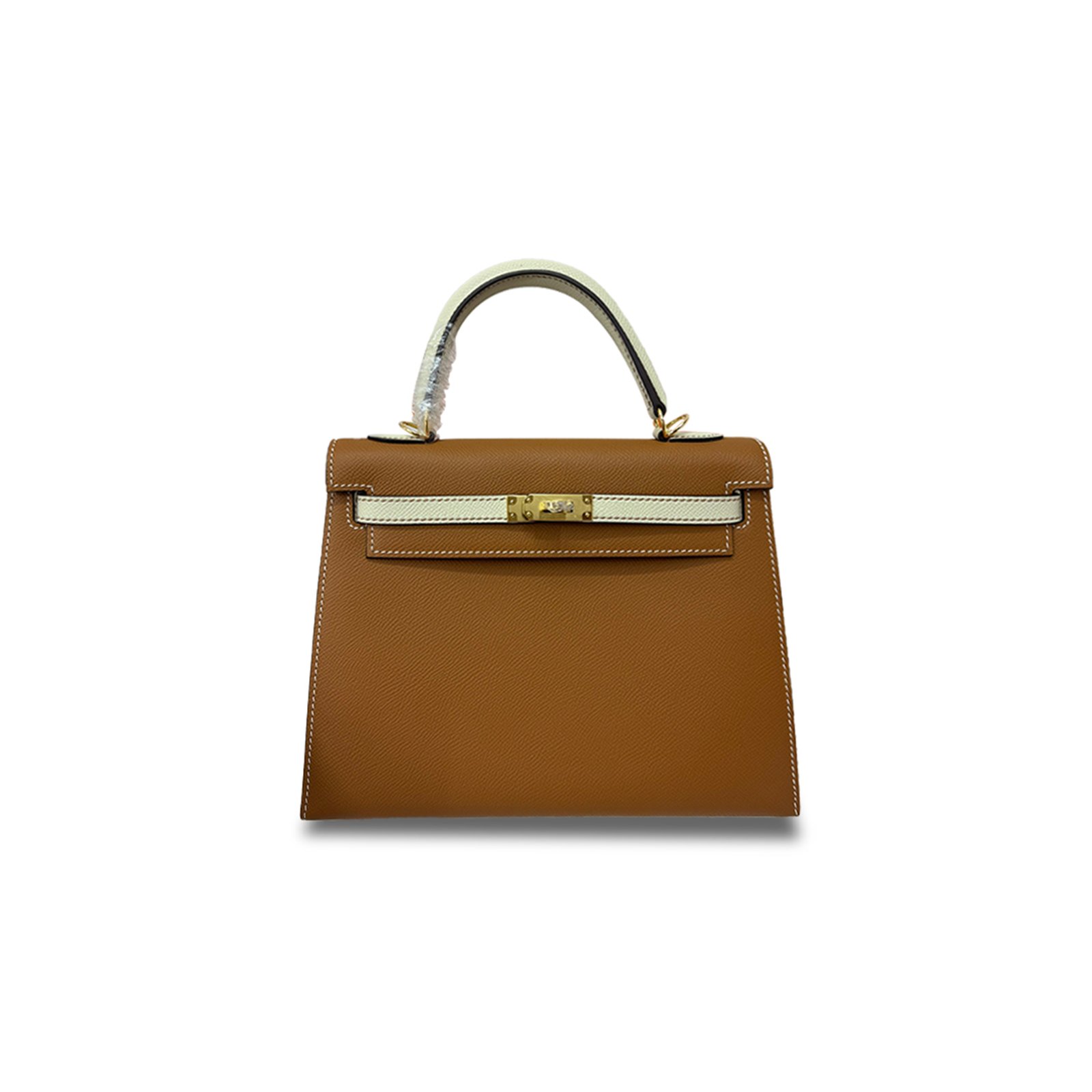 8a44ff8df94cfd71e2ca2f6bf42918478613f51a HERM�S MASTER KELLY 25 EPSOM GOLDEN BROWN MILKSHAKE PLATINUM BUCKLE (25*17*7cm) - Image 1