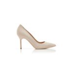MANOLO BLAHNIK BB 90 LIGHT BEIGE SUEDE POINTED TOE PUMPS 9XX-0416-0015