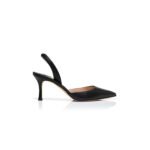 MANOLO BLAHNIK CAROLYNE 70 BLACK NAPPA LEATHER SLINGBACK PUMPS 9XX-0757-0018