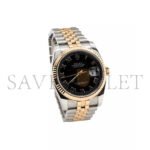 ROLEX DATEJUST FLUTED BEZEL BLACK ROMAN DIAL WATCH 116233 - Image 2