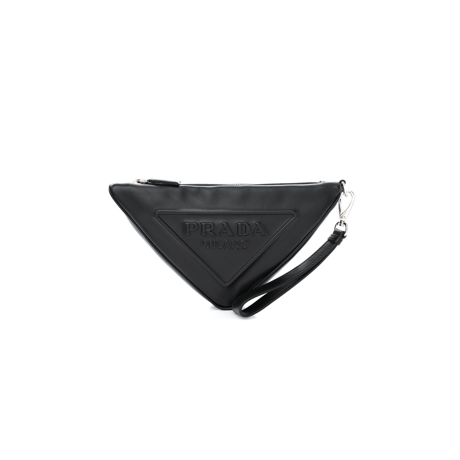 8de598bd99b05c518b1a2ab3a2971be792690741 PRADA GRACE LUX TRIANGLE WRISTLET POUCH BLACK (27*15*6cm) - Image 1