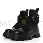 PRADA SPAZZOLATO ROIS RE-NYLON METAL TRIANGLE LOGO MENS MONOLITH POUCH POCKET 60MM COMBAT BOOTS 9.5 BLACK - Image 3