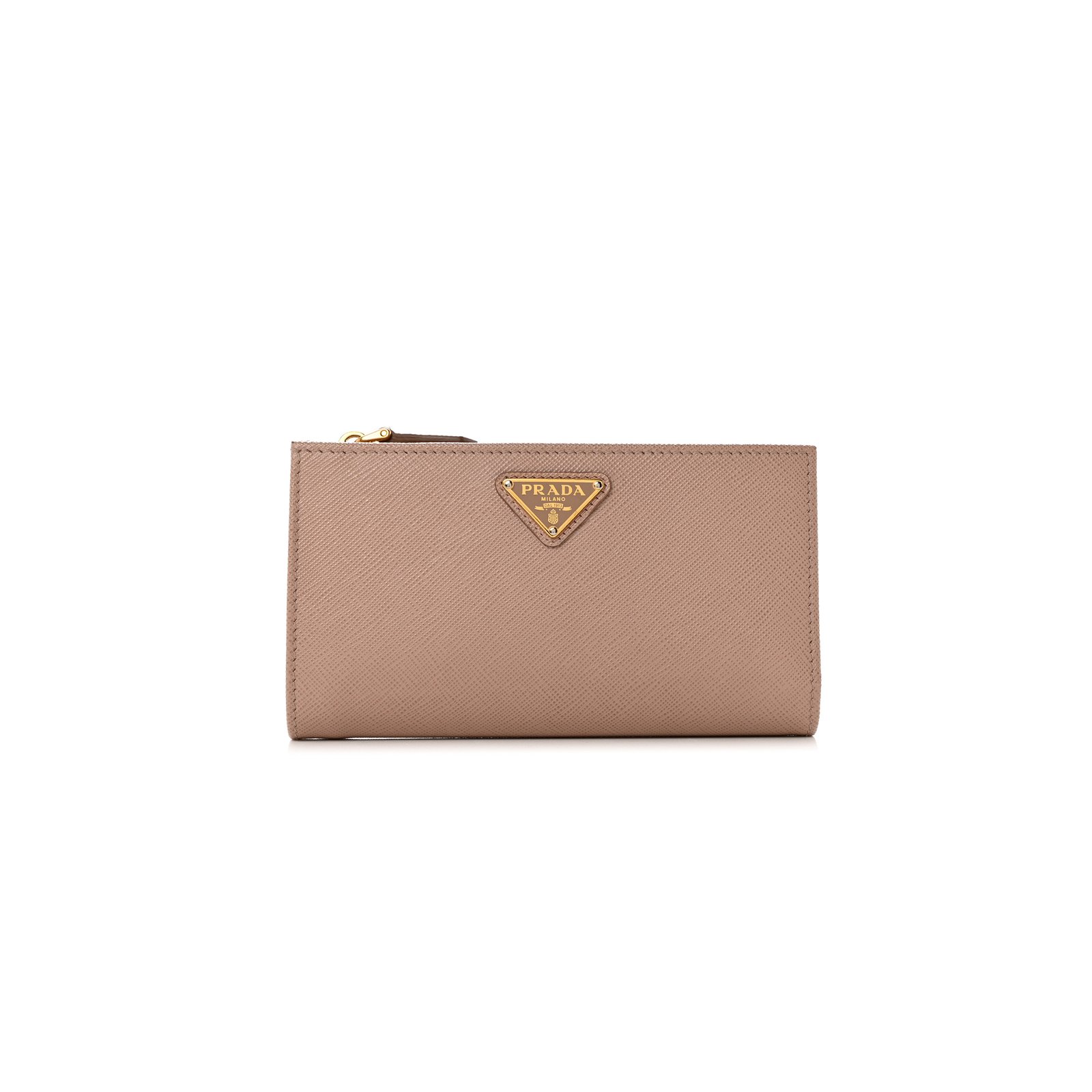 8e54a91daad0a2f88efb5cf34b6581da13462a05 PRADA SAFFIANO TRIANGLE CONTINENTAL ZIP WALLET POWDER PINK (16*9*2cm) - Image 1