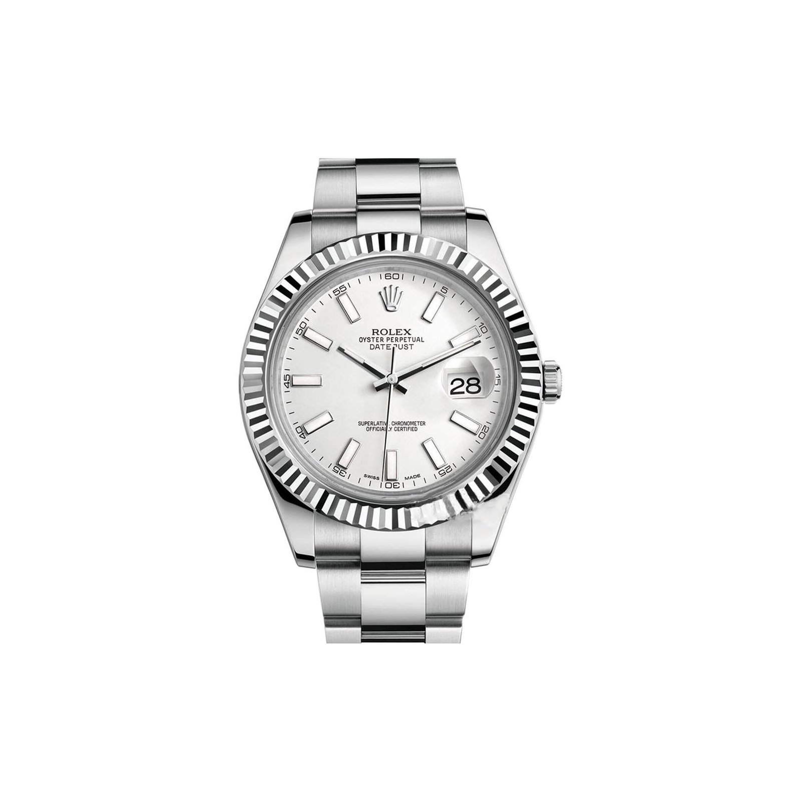 8e5e4730dd714d566cab01a8167ba1ae57472763 ROLEX DATEJUST SERIES SILVER DISC WATCH 116334-0010 - Image 1