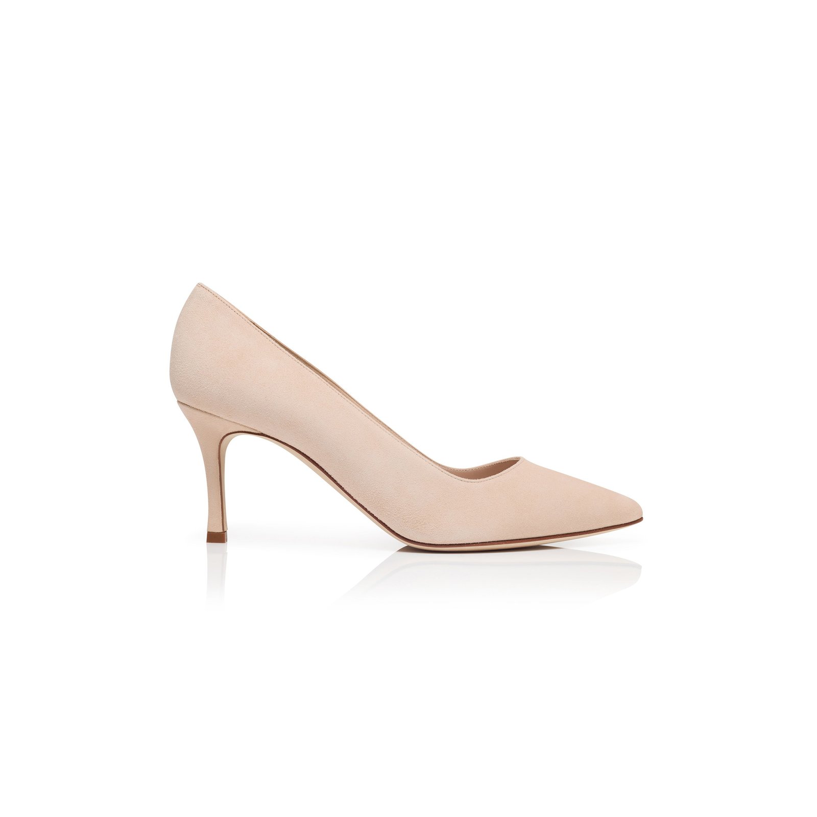 8eca1ee2ade2fd875aaf59a2a39c6cd928154f60 MANOLO BLAHNIK BB 70 LIGHT BEIGE SUEDE POINTED TOE PUMPS 120-1232-0004 - Image 1