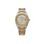 ROLEX STAINLESS STEEL 18K YELLOW GOLD DIAMOND 36MM OYSTER PERPETUAL DATEJUST WATCH SILVER ROMAN 126233