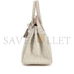 HERM�S MASTER BIRKIN 25 OSTRICH LEATHER MILKSHAKE WHITE SILVER BUCKLE H041944CK96 (25*20*13cm) - Image 4