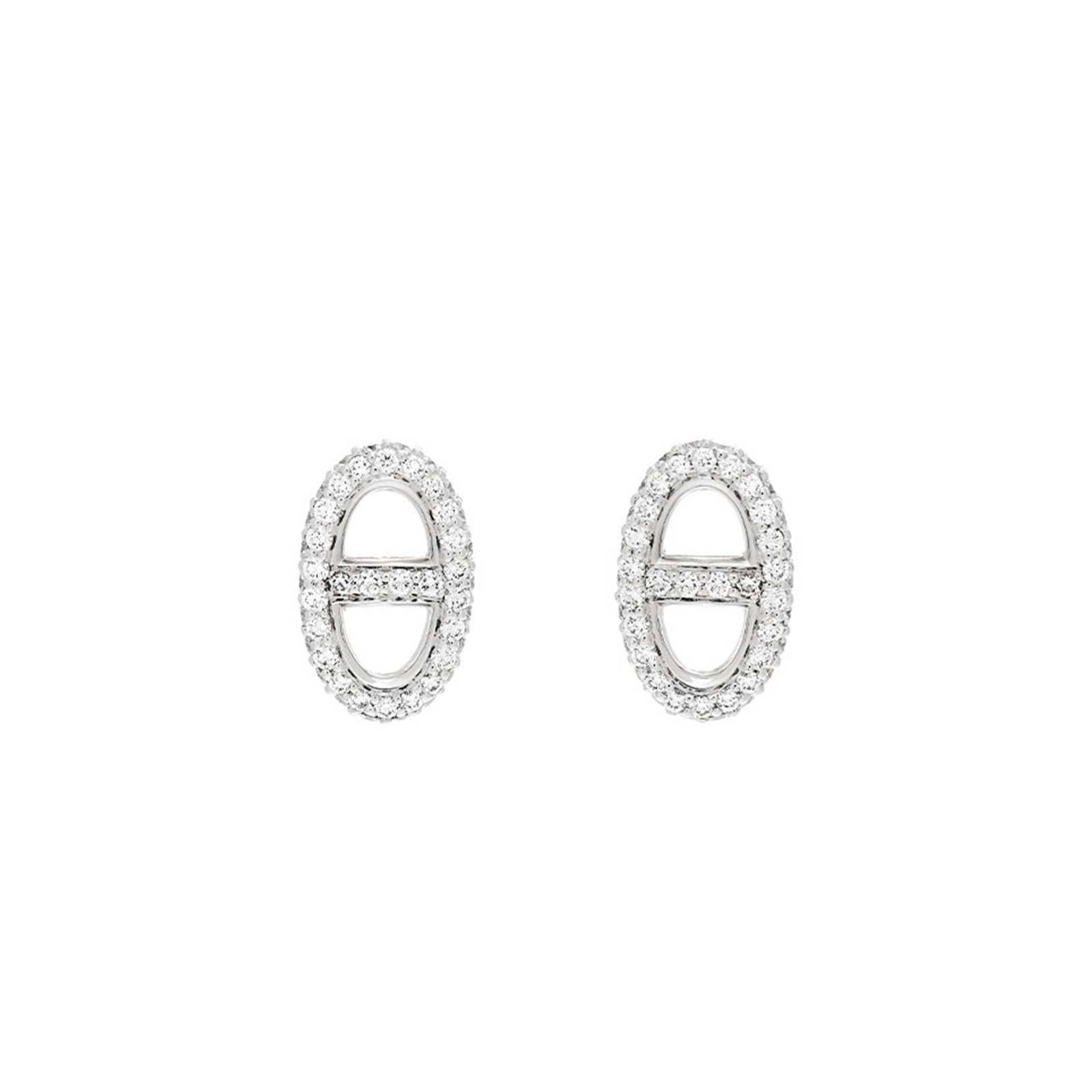 8f86443645c0abcf8fe31e42bb50ea5dc0a5092f HERM�S 18K WHITE GOLD DIAMOND NEW FARANDOLE EARRINGS - Image 1