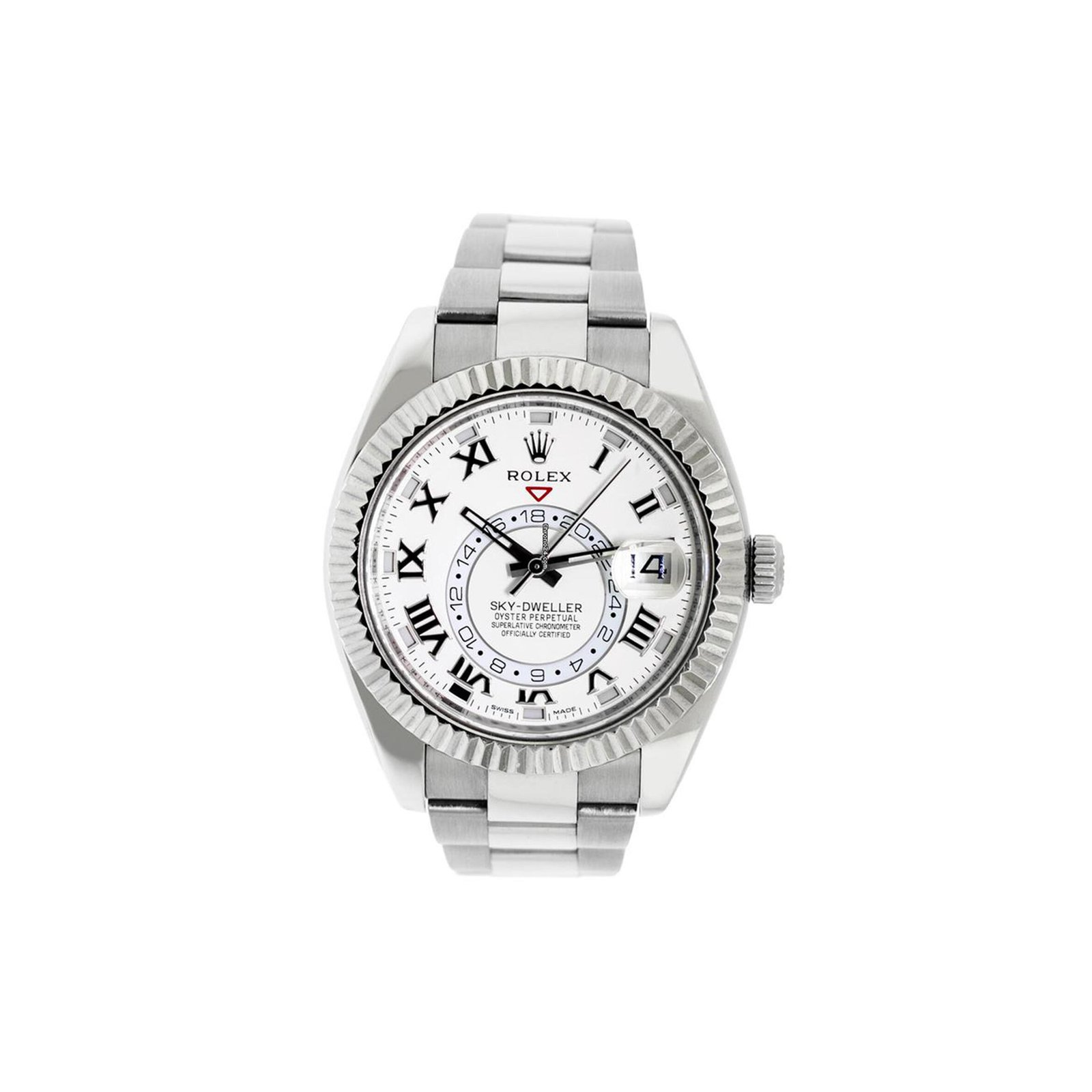8ffde1839a9fe8db911ec8a2dc2baad1429bda4b ROLEX SKY-DWELLER 42MM WHITE GOLD WHITE ROMAN DIAL WATCH 326939 - Image 1