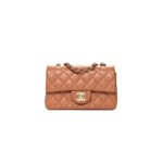 CHANEL LAMBSKIN QUILTED MINI RECTANGULAR FLAP BROWN AS1116 (20*13*6cm)