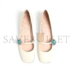 VALENTINO MARY-JANE PRESHOES BALLERINA IN KIDSKIN WITH JEWEL BUTTON 20MM 6W2S0LL7DHS_9TK - Image 4