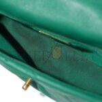 CHANEL GREEN QUILTED LAMBSKIN CHANEL 19 FLAP GOLD AND RUTHENIUM HARDWARE AS1160 (26*16*9cm) - Image 6