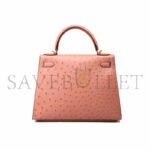 HERM�S MASTER KELLY 25 OSTRICH CERAMIC PINK GOLD HARDWARE (25*17*7cm) - Image 4