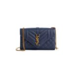 YSL MONOGRAM MATELASS� CALFSKIN SHOULDER BAG-BULE CHARRON 45511510 (21*13*6cm)