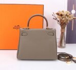Hermès Kelly Togo Calf Gold hardware Elephant grey size: 25Cm/ 28Cm - Image 4